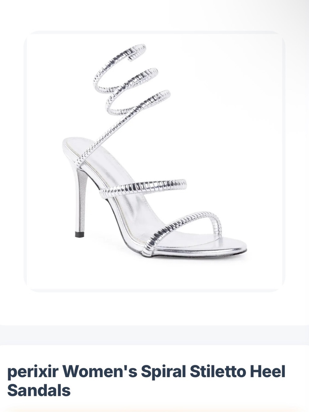 Silver Spiral Stiletto Heel Sandals - Women's